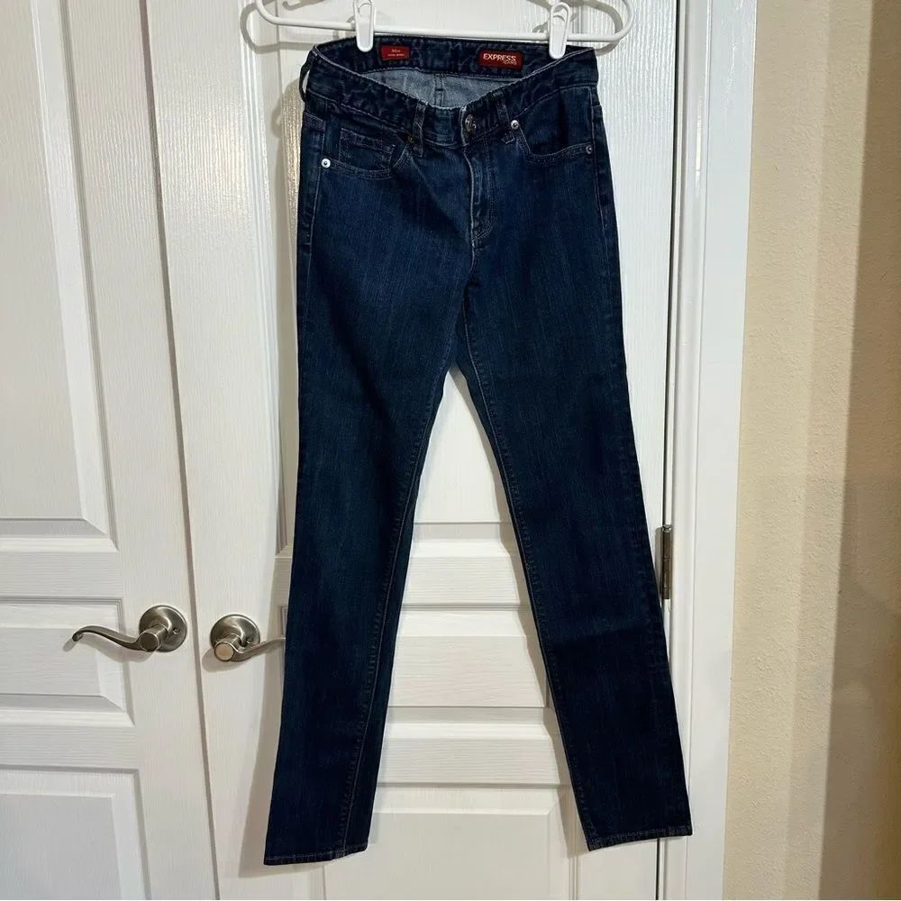 💚 A20-Express Mia Ultra Skinny Womens Size 0R Dark Wash Denim Skinny Jeans